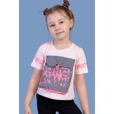 Toontoy Kids Toontoy Kız Çocuk Cebi Reflektör Detaylı Baskılı Tişört