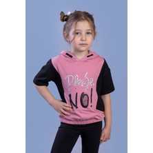 Toontoy Kids Toontoy Kız Çocuk Kapüşonlu Garni Detaylı Baskılı Tişört