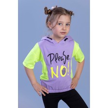 Toontoy Kids Toontoy Kız Çocuk Kapüşonlu Garni Detaylı Baskılı Tişört