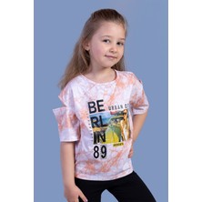 Toontoy Kids Toontoy Kız Çocuk Batik Desenli Dijital Baskılı Tişört