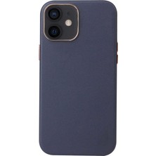 Case 4U Apple iPhone 12 Kılıf Leathersafe Wireless Kapak Lacivert