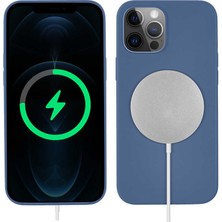 Case 4U Apple iPhone 12 Pro Max Kılıf Silksafe Wireless Kapak Mavi