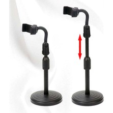Masa Üstü Telefon Tutucu Stand Ayarlanabilir 18 - 30 cm Yükseklik Kademeli Siyah