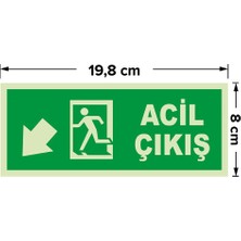 Mıgnatıs - Acil Çıkış Sol Aşağı Ok Lümen Folyo Levhası - Dekote Malzeme 19.5X8CM