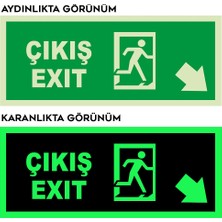 Mıgnatıs - Exit Çıkış Sağ Aşağı Ok Lümen Folyo Levhası - Dekote Malzeme 19.5X8CM