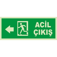 Mıgnatıs - Acil Çıkış Sol Ok Lümen Folyo Levhası - Sac Malzeme 19.5X8CM