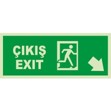 Mıgnatıs - Exit Çıkış Sağ Aşağı Ok Lümen Folyo Levhası - Sac Malzeme 19.5X8CM