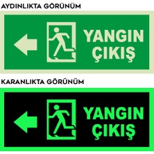 Mıgnatıs - Yangın Çıkışı Sol Ok Lümen Folyo Levhası - Sac Malzeme 19.5X8CM