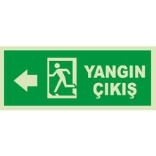 Mıgnatıs - Yangın Çıkışı Sol Ok Lümen Folyo Levhası - Sac Malzeme 30X12CM