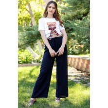 Modaymış Kemerli Trend Bol Pantolon Lacivert - 0752.128.