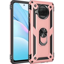 Case World Xiaomi Redmi Note 9 Pro 5g Kapak Military Yüzüklü Stantlı Panzer Tank Kılıf Rose Gold