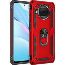 Case World Xiaomi Redmi Note 9 Pro 5g Kapak Military Yüzüklü Stantlı Panzer Tank Kılıf Kırmızı