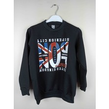 Bluence Erkek Garson Baskılı Siyah Pamuklu Sweatshirt