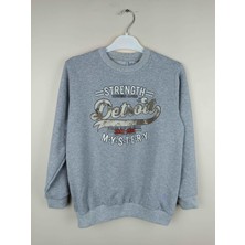 Bluence Erkek Garson Baskılı Gri Pamuklu Sweatshirt
