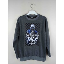 Bluence Erkek Garson Baskılı Antrasit Pamuklu Sweatshirt