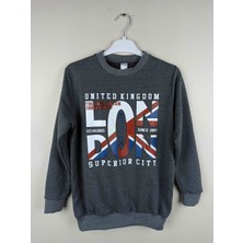 Bluence Erkek Garson Baskılı Antrsait Pamuklu Sweatshirt