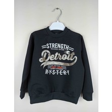 Bluence Erkek Çocuk Baskılı Siyah Pamuklu Sweatshirt