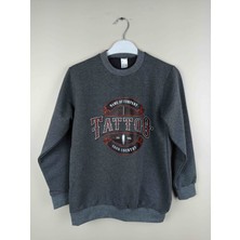 Bluence Erkek Garson Baskılı Antrasit Pamuklu Sweatshirt