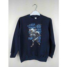 Bluence Erkek Garson Baskılı Lacivert Pamuklu Sweatshirt
