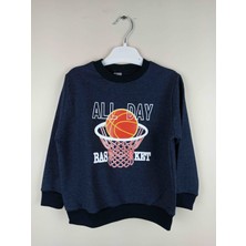 Bluence Erkek Çocuk Baskılı Lacivert Pamuklu Sweatshirt