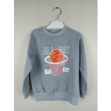 Bluence Erkek Çocuk Baskılı Gri Pamuklu Sweatshirt