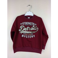Bluence Erkek Çocuk Baskılı Bordo Pamuklu Sweatshirt