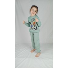 Bluence Kız Garson Mint Yeşil Baskılı Pamuklu Eşofman Takımı