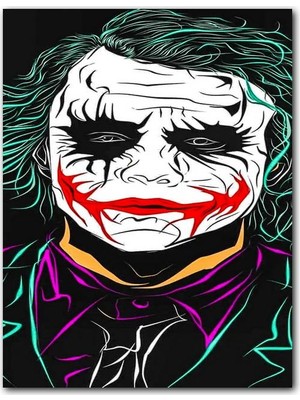 Caka Tablo Ahşap Tablo Joker Neon Çizim