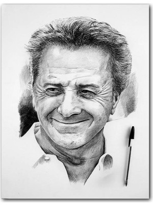 Caka Tablo Ahşap Tablo Dustin Hoffman Karakalem Çalışması