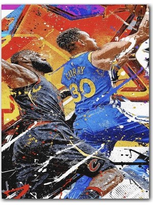 Caka Tablo Ahşap Tablo Nba Oyuncuları Curry Manşet Atışı