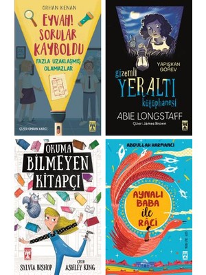 Eyvah Sorular Kayboldu - Gizemli Yeraltı Kütüphanesi - Okuma Bilmeyen Kitapçı - Aynalı Bab ile Raci 9-12 Yaş Arası Okuma Kitapları 4 Kitap Set