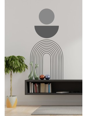 Msticker Özel Desen Gri Tonlarında Gökkuşağı ve Dailereler Duvar Sticker Seti