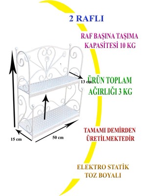 Naz Tasarım Ferforje Baharatlık  2 Katlı Beyaz