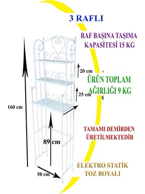 Naz Tasarım Ferforje Klozet Üstü Raf 2 Katlı Beyaz