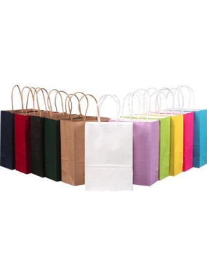 1001 Ambalaj Kraft Kağıt Çanta 27 X 15.5 X 29.5 Cm Dışı Kraft İçi Kraft Sapı Kraft Burgu 70 Gram (100 Adet)