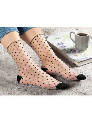 English Home Black Dots Polyamid Kadın Ten Çorap Siyah