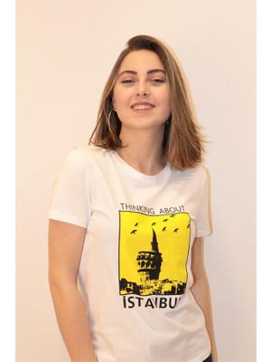 Rich Kadın Bisiklet Yaka T-shirt %100 Pamuk Tişört