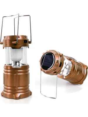Shavers Solar Şarj Edilebilir Kamp Lambası, El Feneri, Şarjlı Lamba, Gece Lambası, Gold
