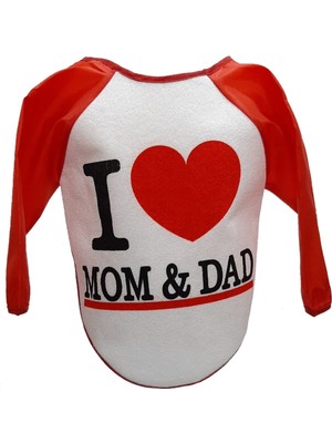 Baby Bakkal Mom Dad Desenli Giyilebilen Bebek Önlük
