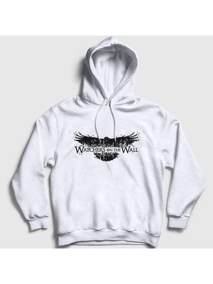 Presmono Unisex Beyaz Watchers Game Of Thrones Kapüşonlu Sweatshirt