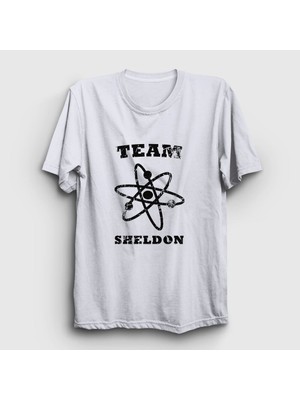 Presmono Unisex Beyaz Team Sheldon The Big Bang Theory T-Shirt