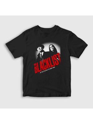 Presmono Unisex Çocuk Siyah Trust The Blacklist T-Shirt