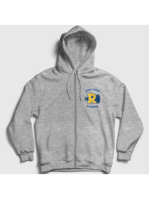 Presmono Unisex Gri River Vixens Riverdale Fermuarlı Kapüşonlu Sweatshirt
