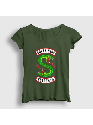 Presmono Kadın Haki South Side Serpents V3 Riverdale T-Shirt