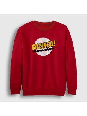 Presmono Unisex Kırmızı Bazinga The Big Bang Theory Sweatshirt