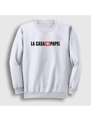 Presmono Unisex Beyaz Logo La Casa De Papel Sweatshirt
