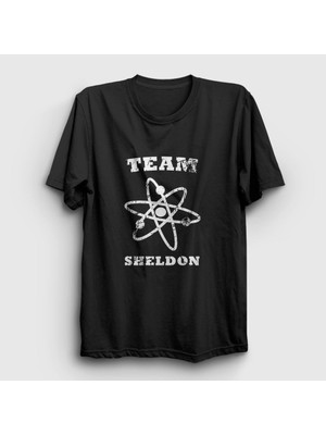 Presmono Unisex Siyah Team Sheldon The Big Bang Theory T-Shirt