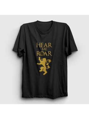 Presmono Unisex Siyah Roar Game Of Thrones T-Shirt
