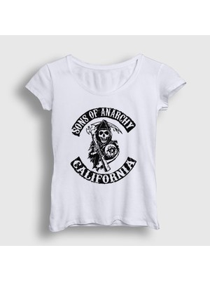 Presmono Kadın Beyaz California Sons Of Anarchy T-Shirt