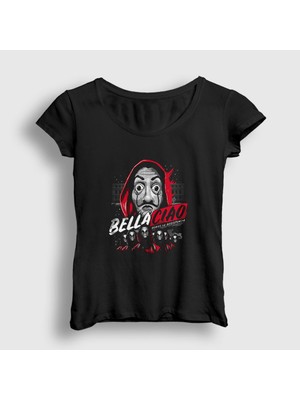 Presmono Kadın Siyah Bella Ciao La Casa De Papel T-Shirt